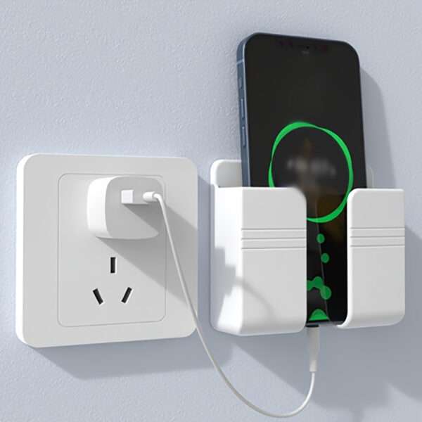 4/1pc Wall-mounted Multifunctional Storage Rack: Integrated Wall Hanging Design for Mobile Phone Charging and Remote Control - Image 2