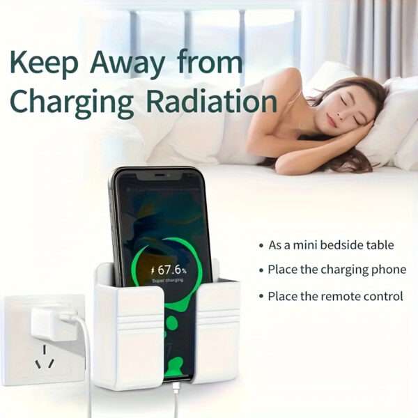 4/1pc Wall-mounted Multifunctional Storage Rack: Integrated Wall Hanging Design for Mobile Phone Charging and Remote Control - Image 7