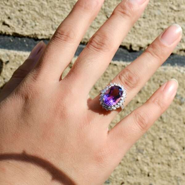 CUANAIR Elegant 925 Sterling Silver Ring with Natural Amethyst, Adjustable Plated Single Ring, for Women, Ideal for Valentine'S Day, Mother'S Day, Thanksgiving, Christmas - Image 7