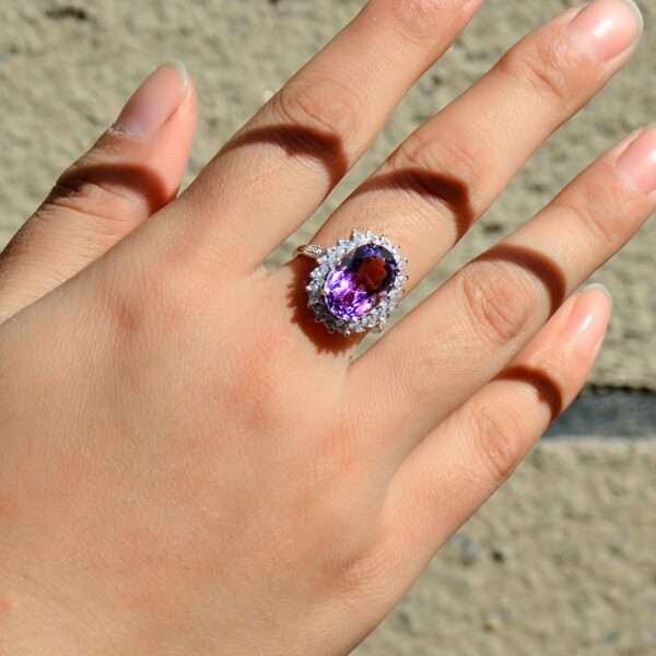 CUANAIR Elegant 925 Sterling Silver Ring with Natural Amethyst, Adjustable Plated Single Ring, for Women, Ideal for Valentine'S Day, Mother'S Day, Thanksgiving, Christmas - Image 9