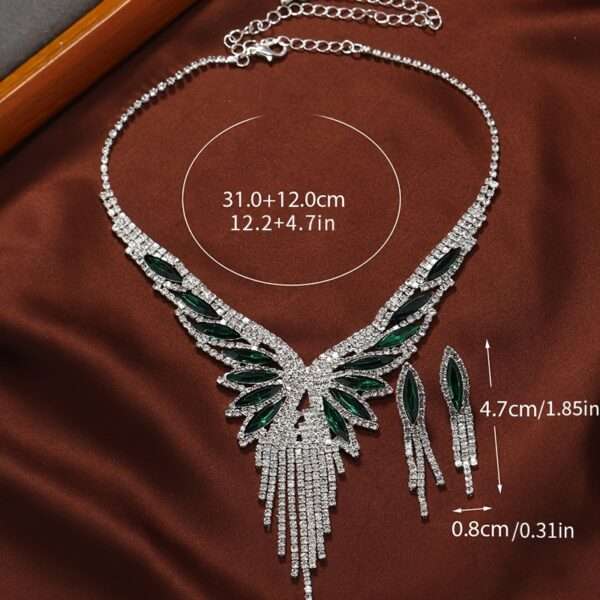 Dangle Earrings + Necklace Glamorous Jewelry Set Sparkling Tassel Design Paved Rhinestone Pick A Color U Prefer Evening Party Decor - Image 4