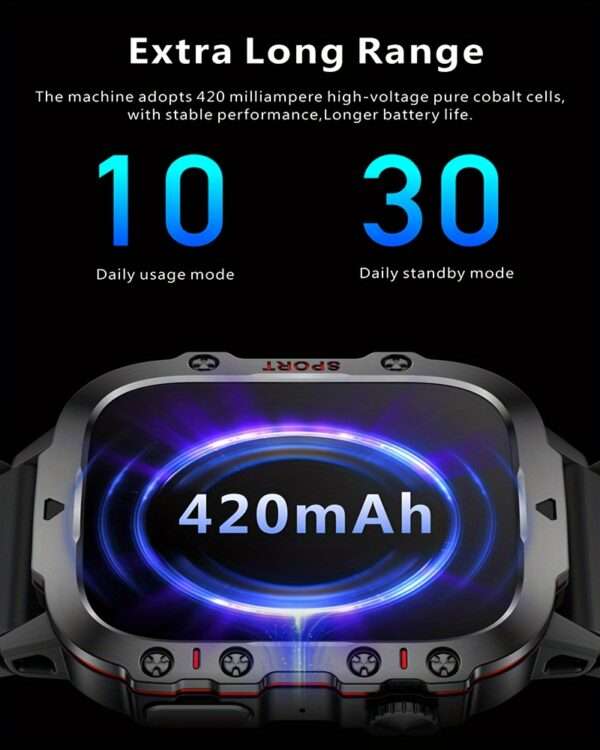[Rugged Smart] Rugged Smart Watch - Wireless Talk, AI Voice, 100+ Sports Mode - Men's Outdoor Fitness Watch - Image 17