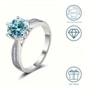 Gemstone Women's 3.0ct 9mm Moissanite Engagement Ring for Women 925 Sterling Silvery Anniversary Wedding Fashion Gift Jewelry