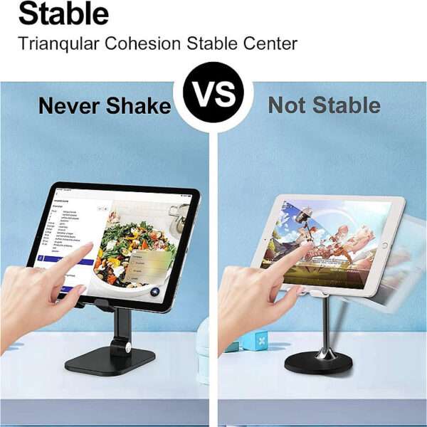 1pc Adjustable Phone Stand Holder, ABS Material, Foldable & Detachable, Compatible with 10.16-27.94 cm Smartphones/iPad/Tablet, Anti-Skid & Anti-Scratch Pads, Desk Mount - Black, Adjustable Gadget Holder | Foldable Design | Durable Abs Resin - Image 8