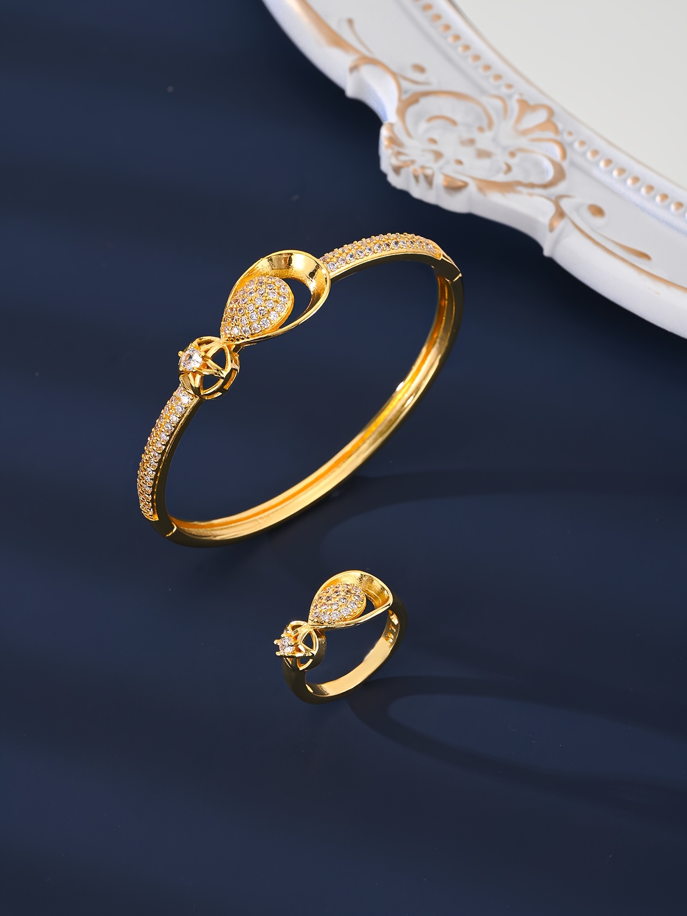 5pcs/set Fashionable Copper Cubic Zirconia Decoration Flower and Water Drop Detail Jewelry Set for Women'S Daily Life, Banquet, Wedding - Image 10