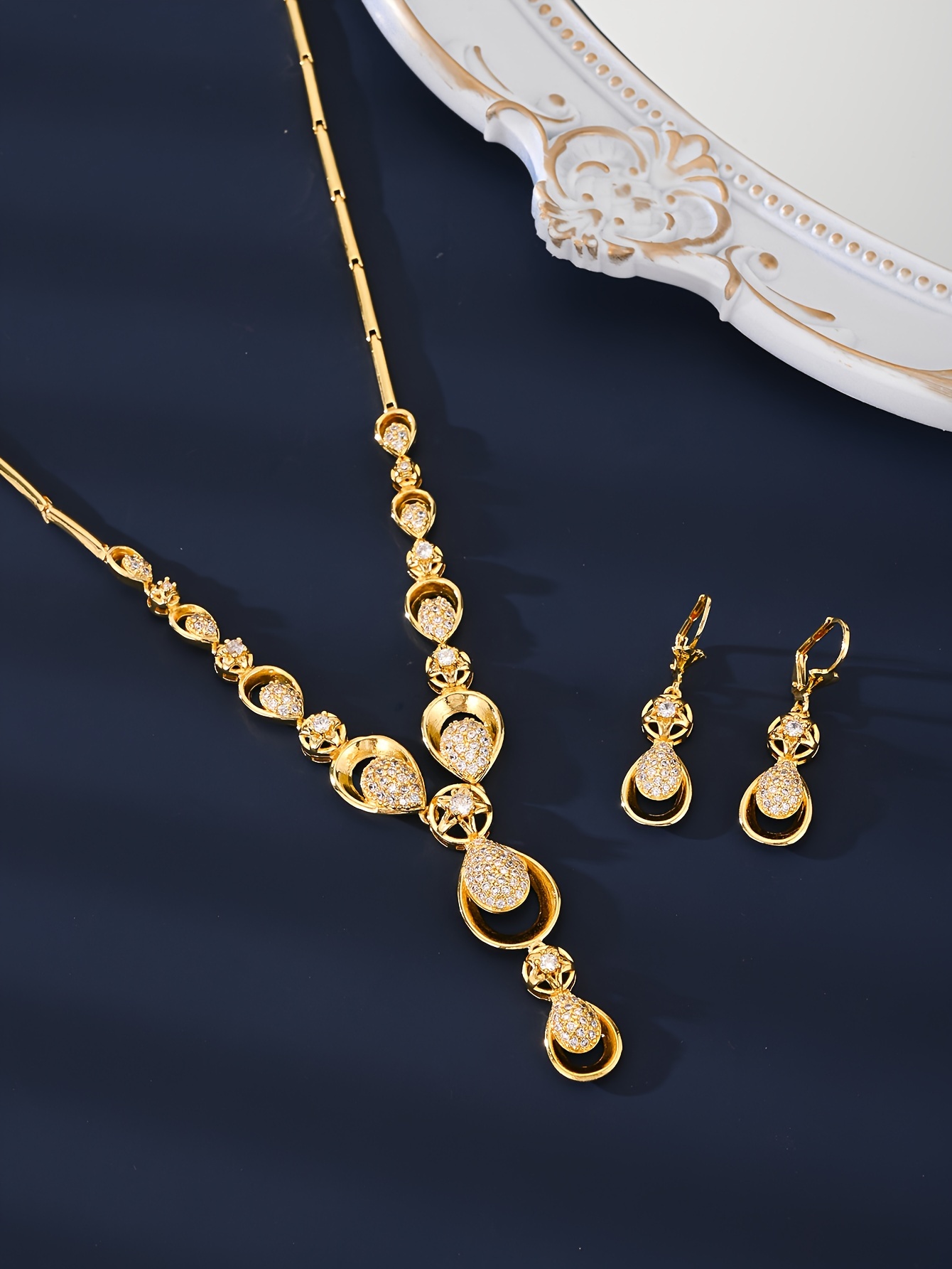 5pcs/set Fashionable Copper Cubic Zirconia Decoration Flower and Water Drop Detail Jewelry Set for Women'S Daily Life, Banquet, Wedding - Image 11