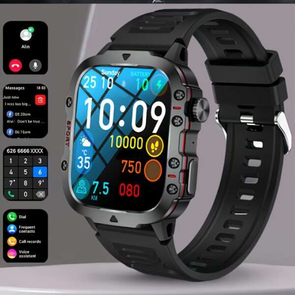 [Rugged Smart] Rugged Smart Watch - Wireless Talk, AI Voice, 100+ Sports Mode - Men's Outdoor Fitness Watch - Image 3