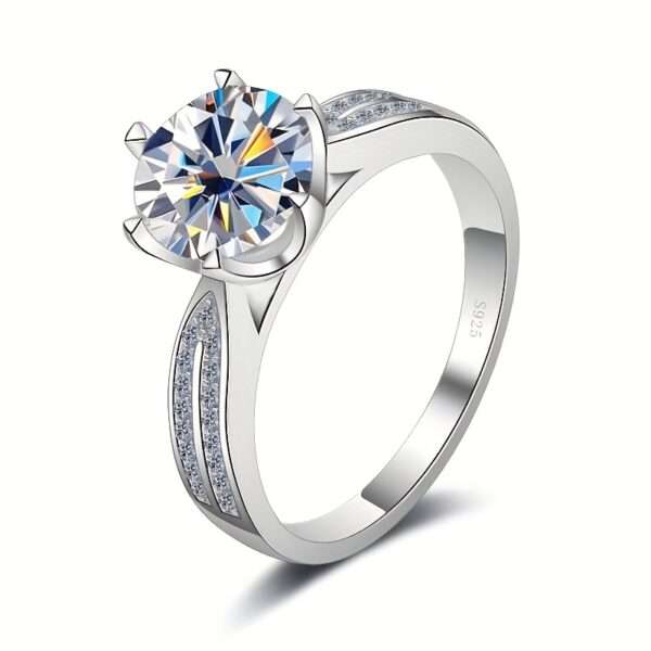 Gemstone Women's 3.0ct 9mm Moissanite Engagement Ring for Women 925 Sterling Silvery Anniversary Wedding Fashion Gift Jewelry - Image 2
