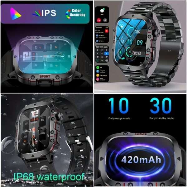 [Rugged Smart] Rugged Smart Watch - Wireless Talk, AI Voice, 100+ Sports Mode - Men's Outdoor Fitness Watch - Image 13