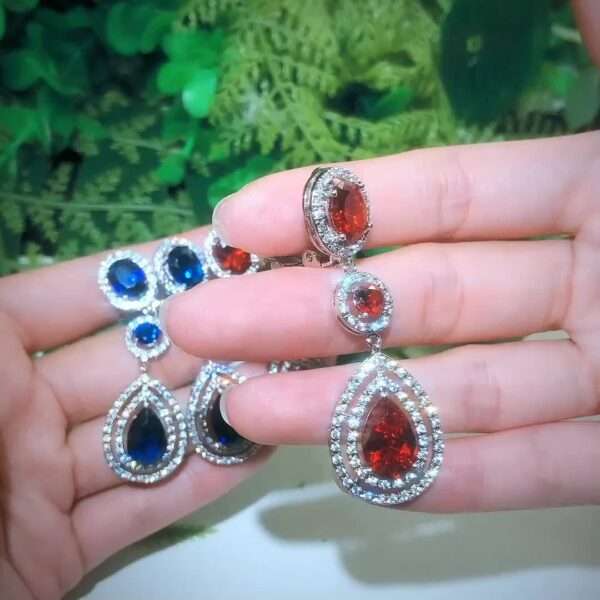 Luxury Shiny Blue Zirconia Elegant Long Bridal Wedding Evening Party Clip On Earrings for Women Vintage Engagement Birthday Mothers Day Banquet Jewelry - Image 9