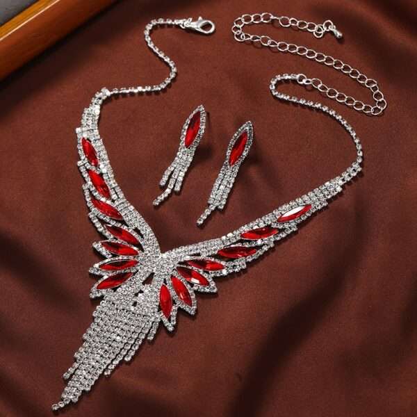 Dangle Earrings + Necklace Glamorous Jewelry Set Sparkling Tassel Design Paved Rhinestone Pick A Color U Prefer Evening Party Decor - Image 3