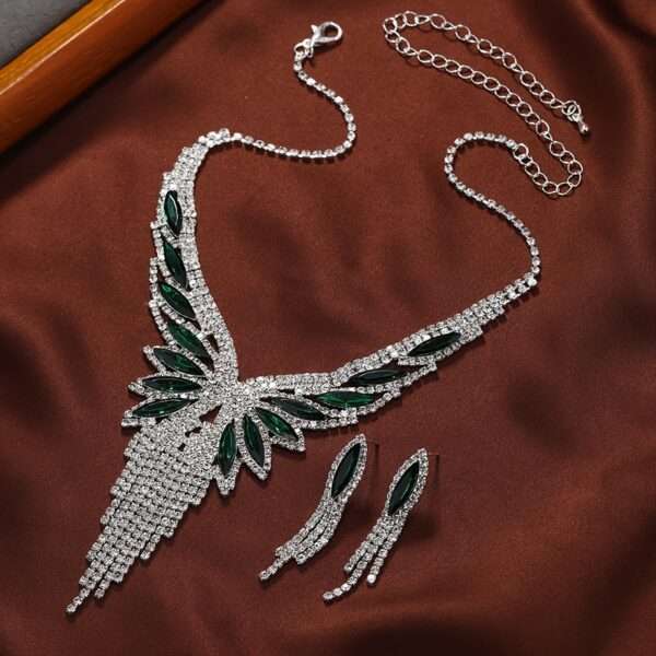 Dangle Earrings + Necklace Glamorous Jewelry Set Sparkling Tassel Design Paved Rhinestone Pick A Color U Prefer Evening Party Decor - Image 5