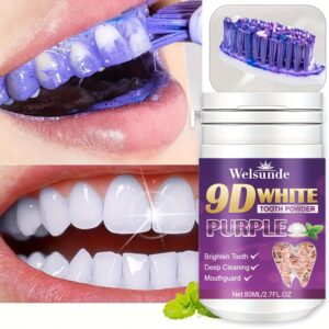 Purple Teeth Whitening Powder, 2.7Oz - Deep Clean & Fresh Breath with Natural Pearl Essence for Dental Care, For Men And Women'S Tooth Cleaning Powder, Basic Teeth Whitening Powder Set for Daily & Travel Use