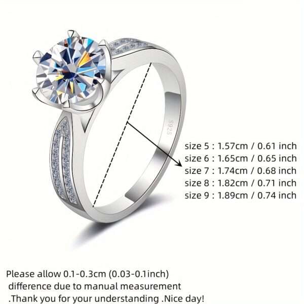 Gemstone Women's 3.0ct 9mm Moissanite Engagement Ring for Women 925 Sterling Silvery Anniversary Wedding Fashion Gift Jewelry - Image 5