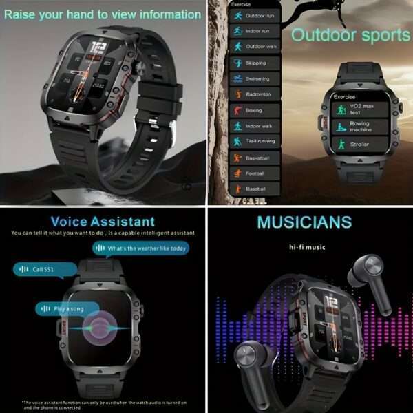 [Rugged Smart] Rugged Smart Watch - Wireless Talk, AI Voice, 100+ Sports Mode - Men's Outdoor Fitness Watch - Image 11