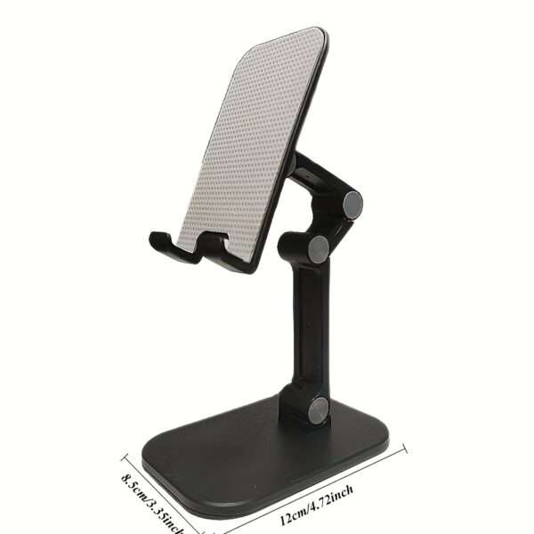 1pc Adjustable Phone Stand Holder, ABS Material, Foldable & Detachable, Compatible with 10.16-27.94 cm Smartphones/iPad/Tablet, Anti-Skid & Anti-Scratch Pads, Desk Mount - Black, Adjustable Gadget Holder | Foldable Design | Durable Abs Resin - Image 2