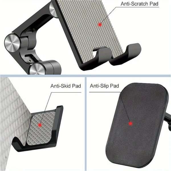 1pc Adjustable Phone Stand Holder, ABS Material, Foldable & Detachable, Compatible with 10.16-27.94 cm Smartphones/iPad/Tablet, Anti-Skid & Anti-Scratch Pads, Desk Mount - Black, Adjustable Gadget Holder | Foldable Design | Durable Abs Resin - Image 5