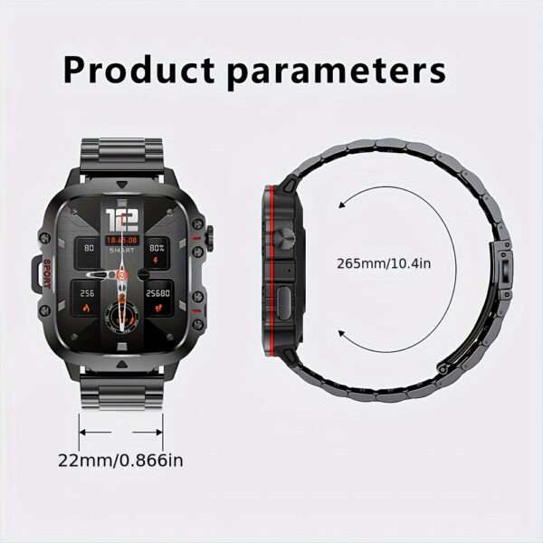[Rugged Smart] Rugged Smart Watch - Wireless Talk, AI Voice, 100+ Sports Mode - Men's Outdoor Fitness Watch - Image 2