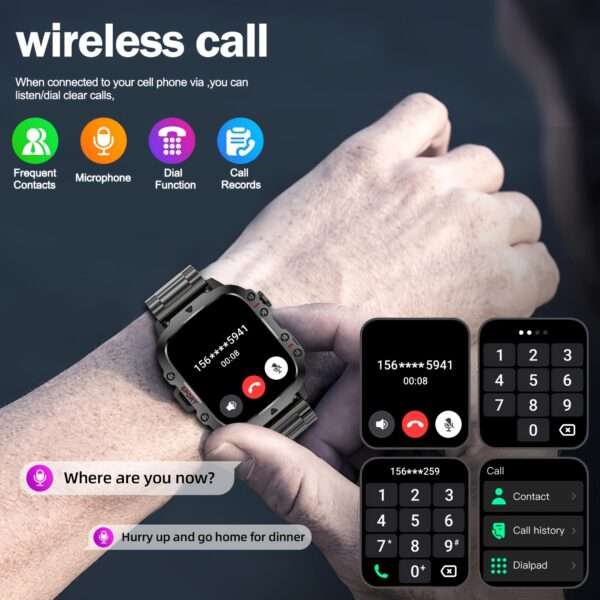 [Rugged Smart] Rugged Smart Watch - Wireless Talk, AI Voice, 100+ Sports Mode - Men's Outdoor Fitness Watch - Image 10