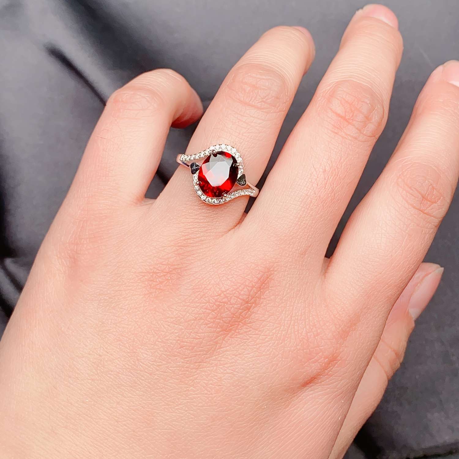 925 Silver natural garnet ring, suitable for women, Women's rings, adjustable, elegant, fashionable, luxurious, temperament, high sense, holiday gifts, Valentine's Day gifts, Mother's Day gifts, gifts for lovers, birthday gifts, Christmas gifts. - Image 7