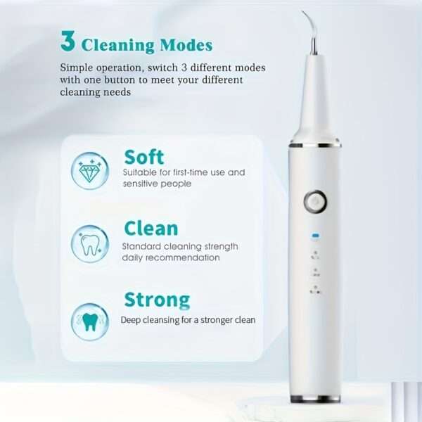 [Rechargeable Scaler with LED] 3 Modes USB Rechargeable Scaler - LED Light Cleaning Kit with 4 Interchangeable Brush Heads - Image 7