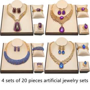 4 Sets Luxury Jewelry Gift Set for Women, 20pcs Classic & Urban Fashion Alloy Necklace, Earrings, Bracelet Combo with Rhinestones, All-Season Daily Wear Accessory