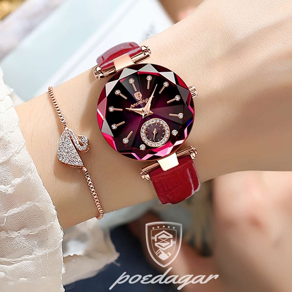 POEDAGAR 2024 Trendy Quartz Ladies Wristwatch with Band and Round Case - Image 9