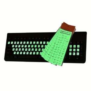Glow-in-the-Dark Keyboard Stickers, 1 Arabic/Hebrew/French/Russian/Thai/Italian/Japanese/German/Spanish/English/Korean Keycap Decals for Laptop and Desktop Computer Buttons