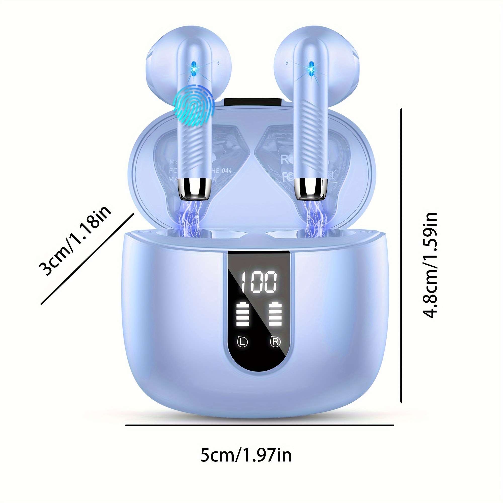 J55 Wireless Earphones 5.3 Earphones, Clear Sound, 40H Playback Time, Sports Earbuds With LED Digital Display Touch Control, Wireless Earphones With Built-in Microphone, Suitable For Android IOS Working - Image 8