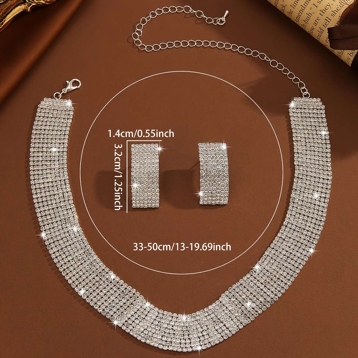 3pcs Luxury Trendy Necklace and Earrings Set for Evening Dress, Bridal Wedding Photography Jewelry Two-Piece Set - Image 4