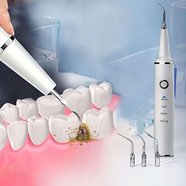 [Rechargeable Scaler with LED] 3 Modes USB Rechargeable Scaler - LED Light Cleaning Kit with 4 Interchangeable Brush Heads
