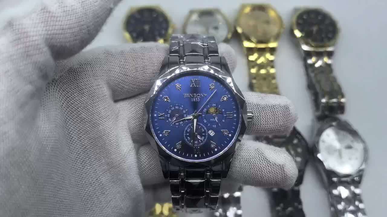 Banbony Men'S Quartz Watch Stainless Steel with Rhinestone Roman Numerals HD Large Dial Waterproof Luminous Display Date Calendar Multi-Function Silent Watch Fashionable Appearance Men'S Luxury Gift for Birthday, Family Gathering, Party - Image 19