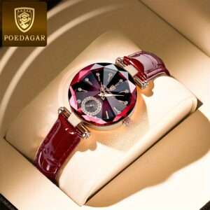 POEDAGAR 2024 Trendy Quartz Ladies Wristwatch with Band and Round Case