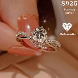 Moissanite Heart Ring - 1ct 6.5mm Single Stone Artificial Diamond 925 Sterling Silver Valentine's Day Gift 2.4g