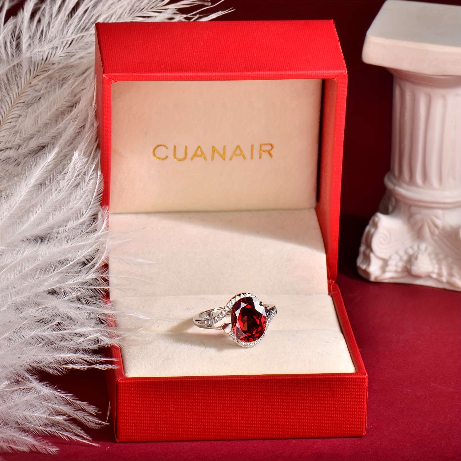 925 Silver natural garnet ring, suitable for women, Women's rings, adjustable, elegant, fashionable, luxurious, temperament, high sense, holiday gifts, Valentine's Day gifts, Mother's Day gifts, gifts for lovers, birthday gifts, Christmas gifts. - Image 5