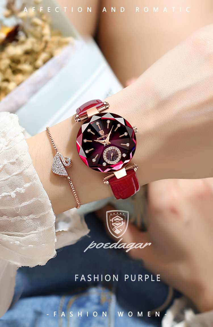 POEDAGAR 2024 Trendy Quartz Ladies Wristwatch with Band and Round Case - Image 11