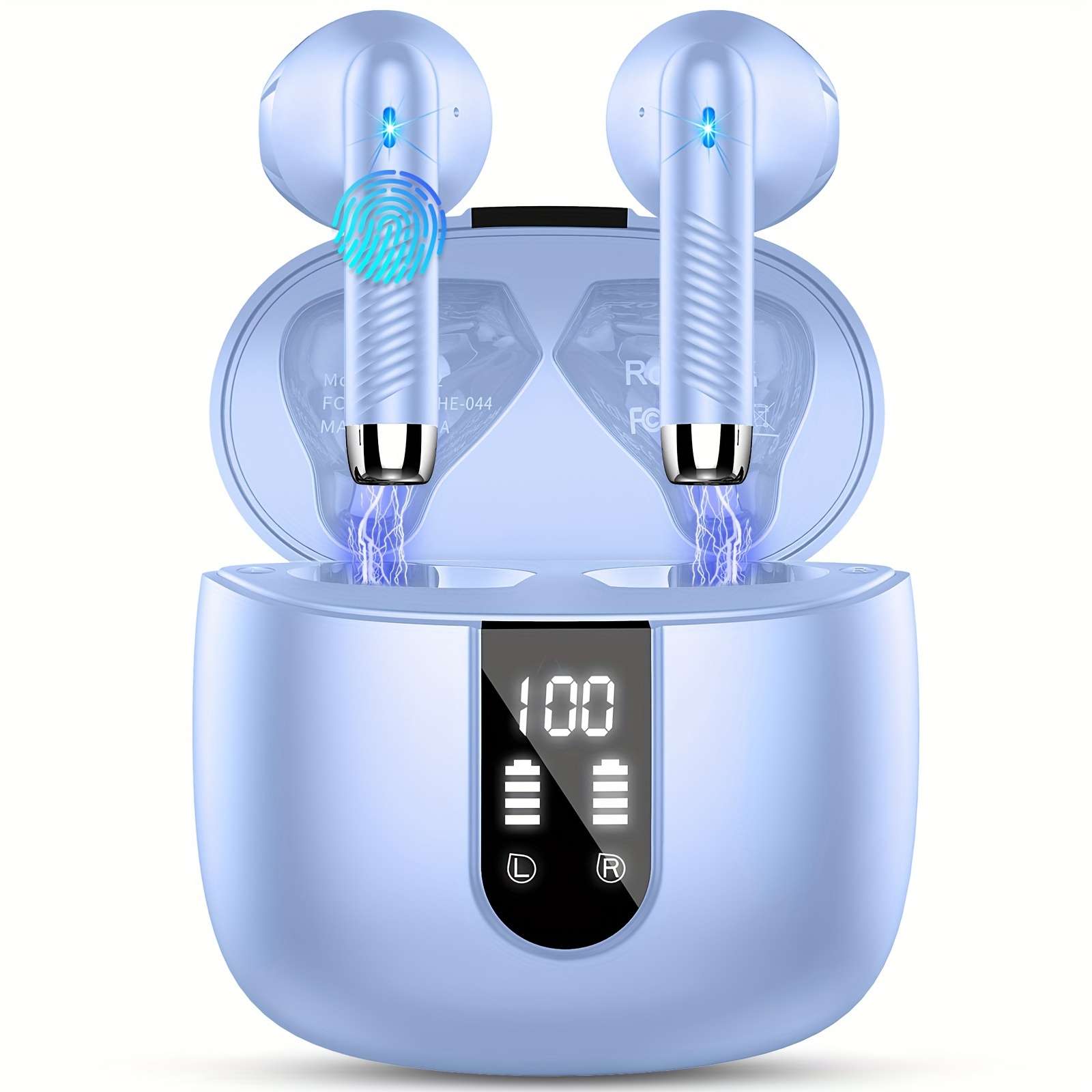 J55 Wireless Earphones 5.3 Earphones, Clear Sound, 40H Playback Time, Sports Earbuds With LED Digital Display Touch Control, Wireless Earphones With Built-in Microphone, Suitable For Android IOS Working