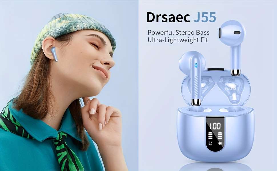 J55 Wireless Earphones 5.3 Earphones, Clear Sound, 40H Playback Time, Sports Earbuds With LED Digital Display Touch Control, Wireless Earphones With Built-in Microphone, Suitable For Android IOS Working - Image 12