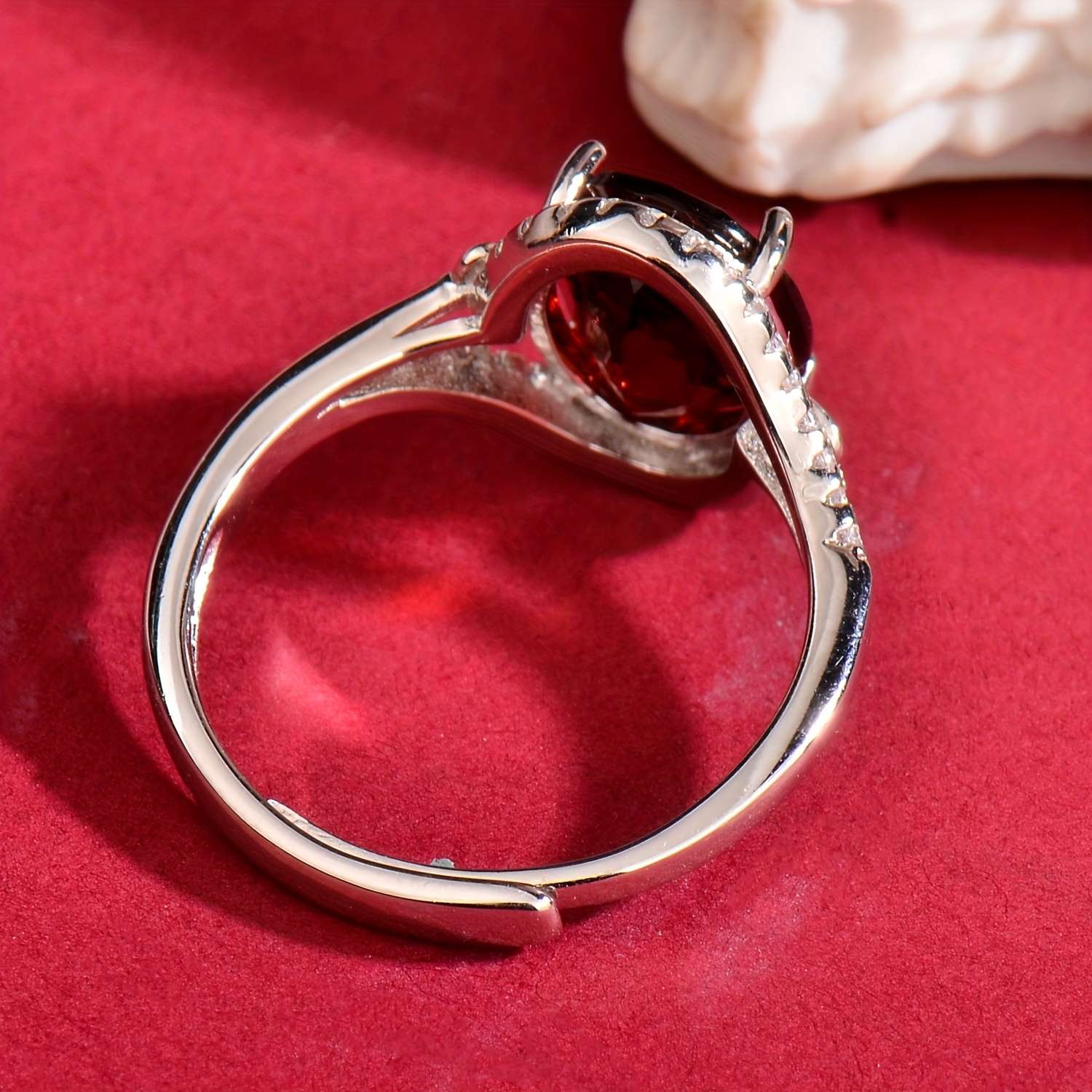 925 Silver natural garnet ring, suitable for women, Women's rings, adjustable, elegant, fashionable, luxurious, temperament, high sense, holiday gifts, Valentine's Day gifts, Mother's Day gifts, gifts for lovers, birthday gifts, Christmas gifts. - Image 10